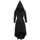 thumbnail image 1 of Vestido largo de manga larga cruzado gótico con cordones y capucha para mujer de talla grande Fridja  yut6693, 1 of 7