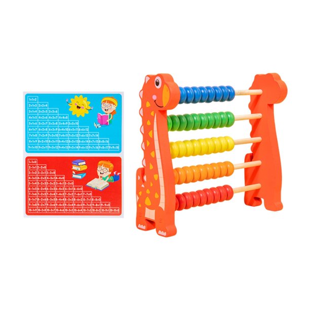 Abacus de madera de 5 filas para niños contando numérico marco de niños Multiplicación de niñas y división de dibujos animados Contando juguete Juego En forma de dinosaurio