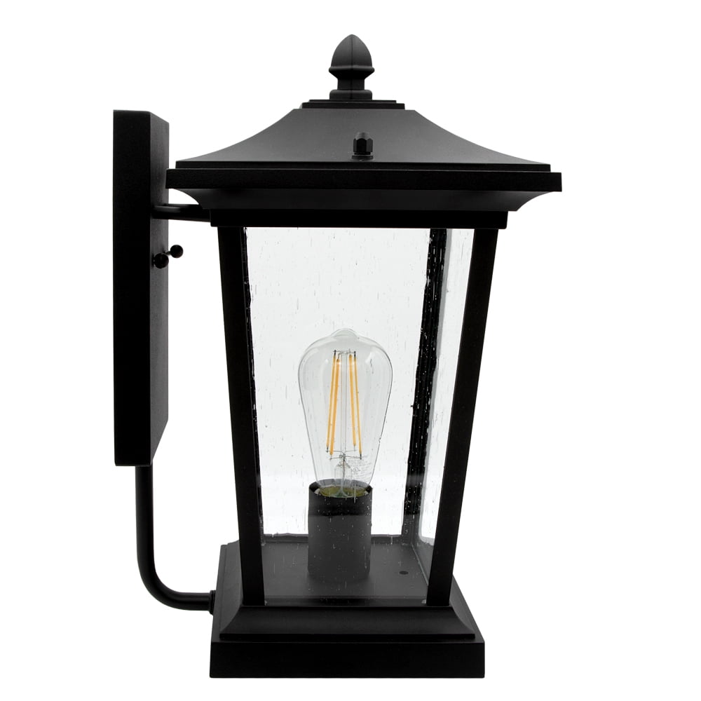 Maxxima LED Outdoor Wall Light Seeded Glass, ST19 Bulb Included, 800 Lumens, 60 Watt Equivalence 2700K Warm White