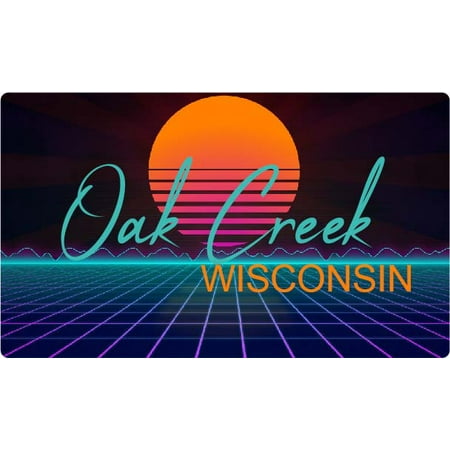 

Oak Creek Wisconsin 4 X 2.25-Inch Fridge Magnet Retro Neon Design