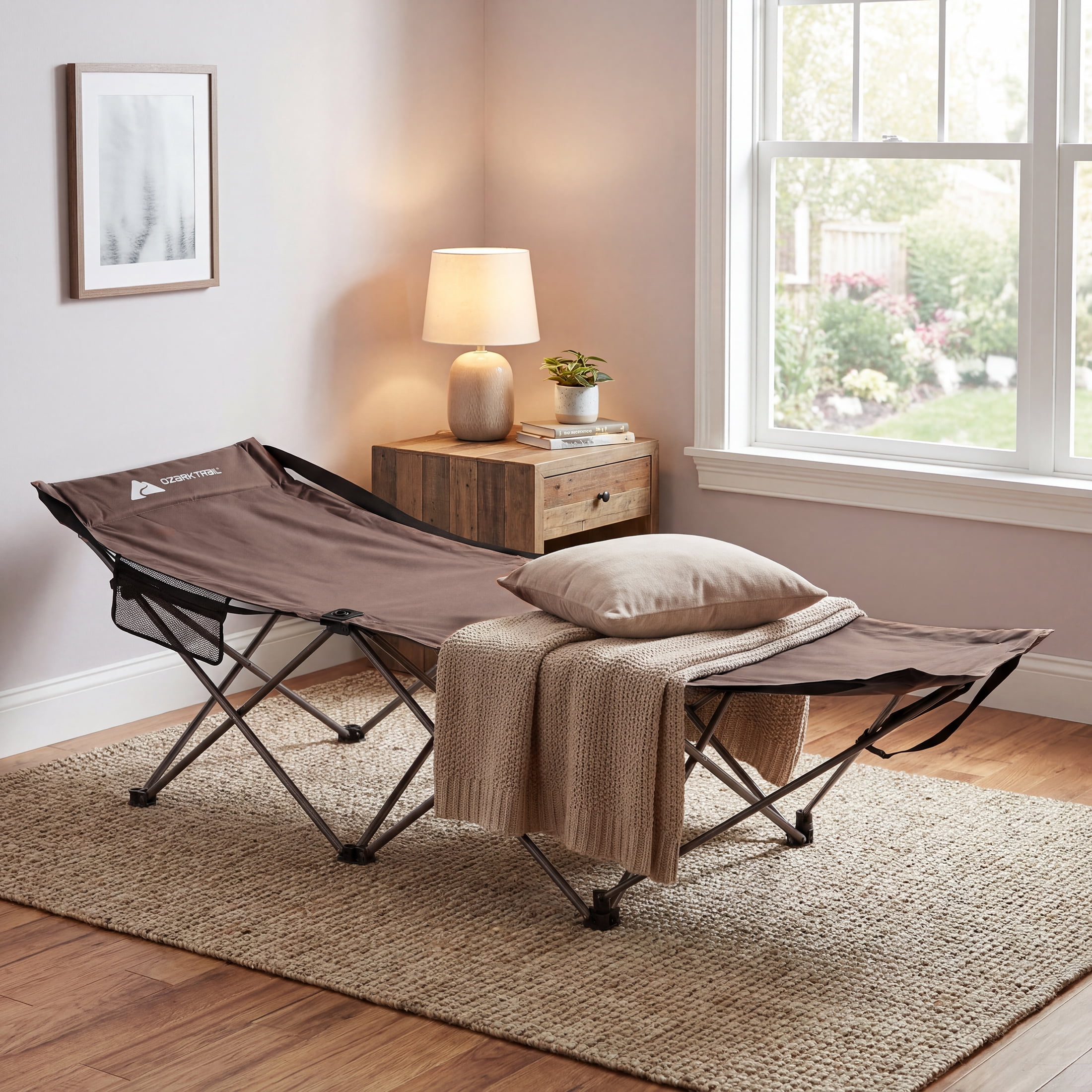 Ozark Trail Adult Collapsible Camping Cot, Beige, 73.2 in x 23.2 in