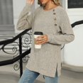 thumbnail image 6 of Fanxing Womens Long Sleeve Tunic Tops Split Solid Tees Casual Crewneck Knitted Shirts Loose Fit Fall Blouses Clothes Orders Placed My Account Recently Today Beige,XXL, 6 of 7