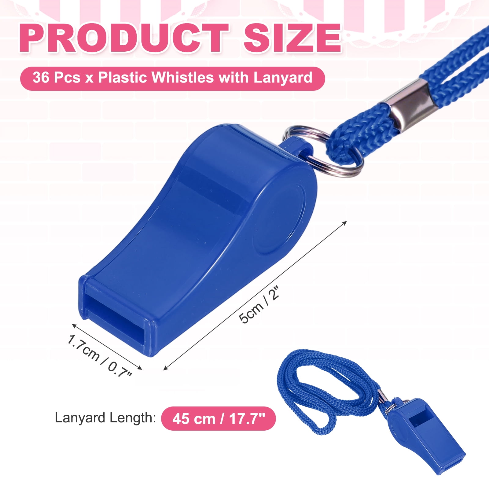 Uxcell Plastic Whistles with Lanyard, Training Sports Gather Whistles Loud Crisp Sound Colorful Bulk Whistle 36 Pcs & Blue -Fitting for (Coaches/Referee/Outsides/Team Events)