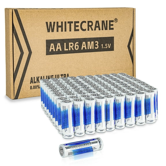 WHITECRANE High Energy AA Batteries (100 Count), Long Lasting Double A Alkaline Batteries Value Pack
