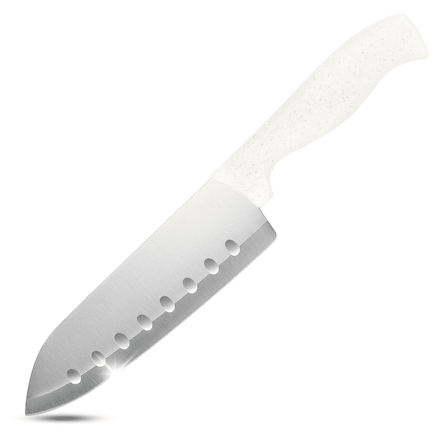 Beille 7 Inch Japanese Santoku Knife with Stainless Steel Blade and Wheat Fiber Handle, Kitchen Essentials