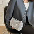 thumbnail image 3 of Casual Diamonds Crossbody Bags Women Rhinestone Chain Tote Handbag (Silver), 3 of 9