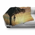 thumbnail image 3 of Sloth Soft Flannel Fleece Throw Blanket, Sunset View at Nature Reserve Exotic Animal Hangs on Big Tree Fauna Jungle, Cozy Plush for Indoor and Outdoor Use, 50" x 70", Peach Black Yellow, by Ambesonne, 3 of 6