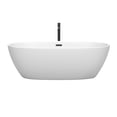 thumbnail image 2 of Wyndham Collection Juno 71 Inch Freestanding Bathtub in Matte White with Floor Mounted Faucet, Drain and Overflow Trim in Matte Black, 2 of 5