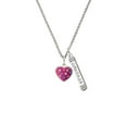 thumbnail image 2 of Delight Jewelry Silvertone Hot Pink Resin Heart in Frame Silvertone Courage Strength Wisdom Honesty Bar Charm Necklace, 23", 2 of 4