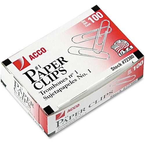 10 packs of 100 Acco Smooth Paper Clips Jumbo 