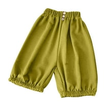 Kids Palazzo Capri Pants Boys Girls Cotton Baggy Loose Capris High Waist Oversized Harem Crop Trousers 10-11 Years, Green