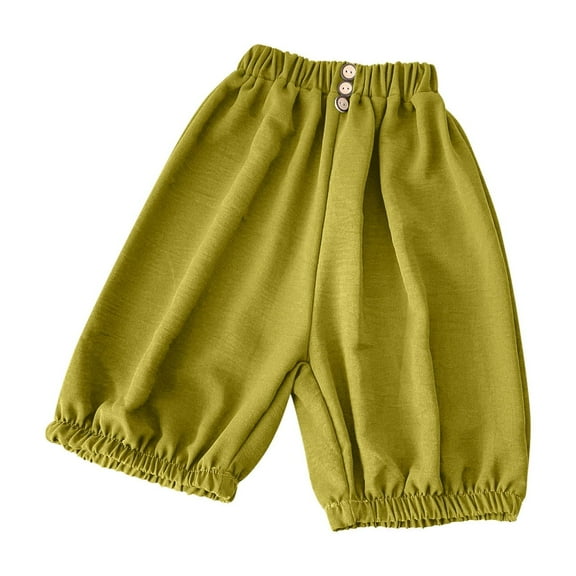 Kids Palazzo Capri Pants Boys Girls Cotton Baggy Loose Capris High Waist Oversized Harem Crop Trousers 10-11 Years, Green
