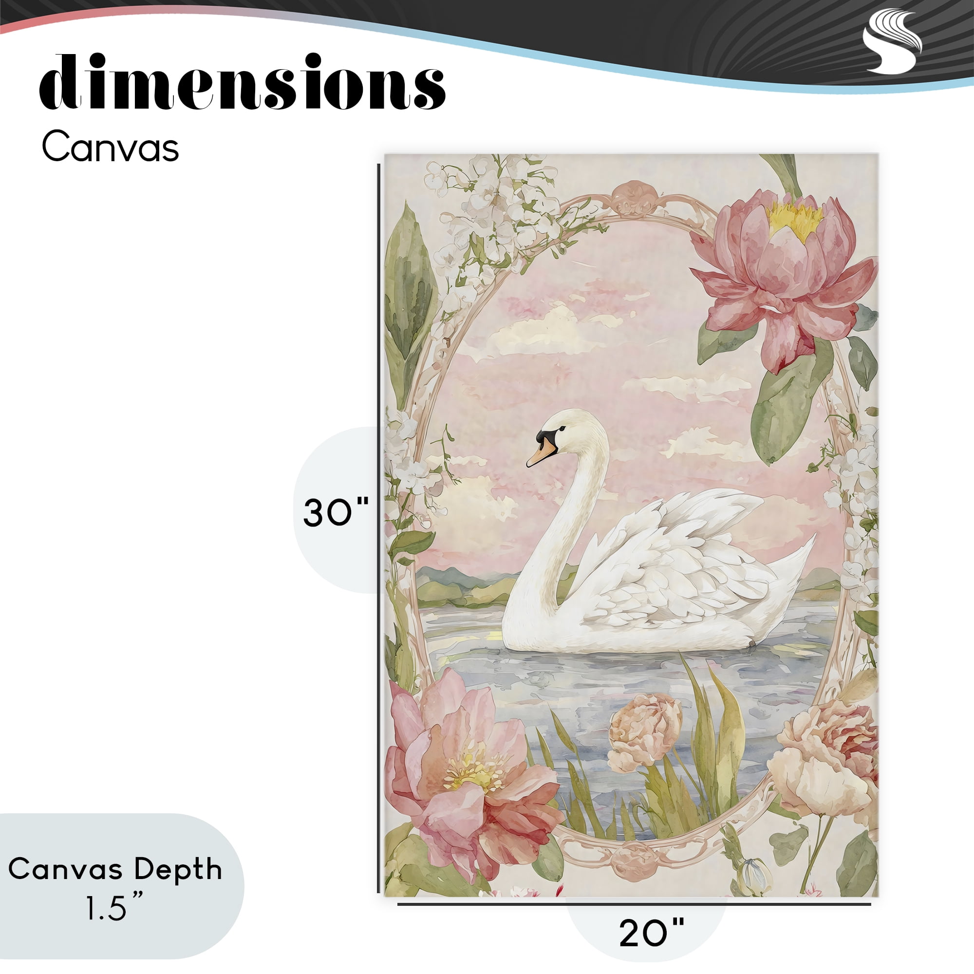 Stupell Industries Floral Border Swan in Bloom Canvas Wall Art, design by Creative Studio