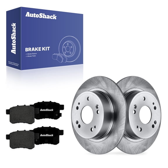 AutoShack Rear Solid Brake Rotors   Premium Ceramic Pads 6-PC Brake Kit Replacement for 2008-2017 Honda Accord 2009-2014 Acura TSX 11.1" (282 mm)
