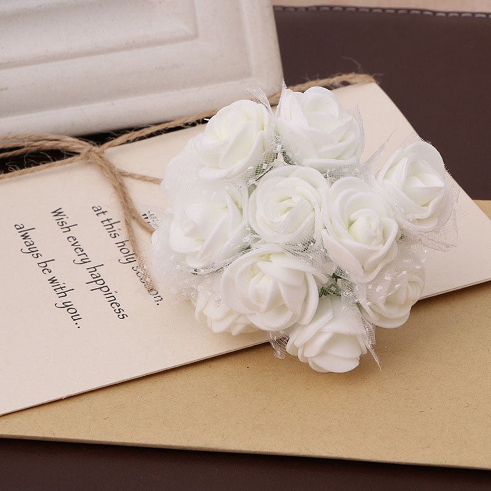 144PCS/SET Mini Foam Rose Flowers Bouquet DIY Crafts Wedding Home Decor Gifts 