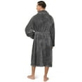 thumbnail image 4 of PAVILIA Mens Soft Robe, Plush Fluffy Fleece Bathrobe for Men, Long Sherpa Spa Robe with Shawl Collar (Grey,L/XL), 4 of 9
