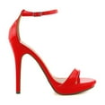 thumbnail image 2 of YDN Women Sexy Single Strap Open Toe Stiletto High Heel Sandals Ankle Strap Platform Pumps Dress Shoes Size 6.5 Red, 2 of 4