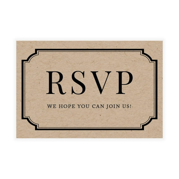 Koyal Wholesale 56-Pk RSVP Postcards for Wedding Kraft Brown Art Deco Cardstock Response Reply Cards, "4 x 6"