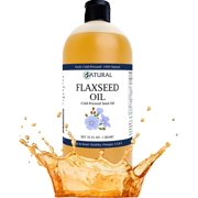 Zatural Cold Pressed Flaxseed Oil – 100% Pure Non-GMO Liquid Flax Seed Oil, Vegan Omega-3 ALA Rich, Perfect for Salads, Smoothies, Baking, Skincare & Hair (32 fl oz Bottle)
