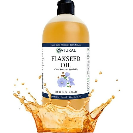 Zatural Cold Pressed Flaxseed Oil – 100% Pure Non-GMO Liquid Flax Seed Oil, Vegan Omega-3 ALA Rich, Perfect for Salads, Smoothies, Baking, Skincare & Hair (32 fl oz Bottle)