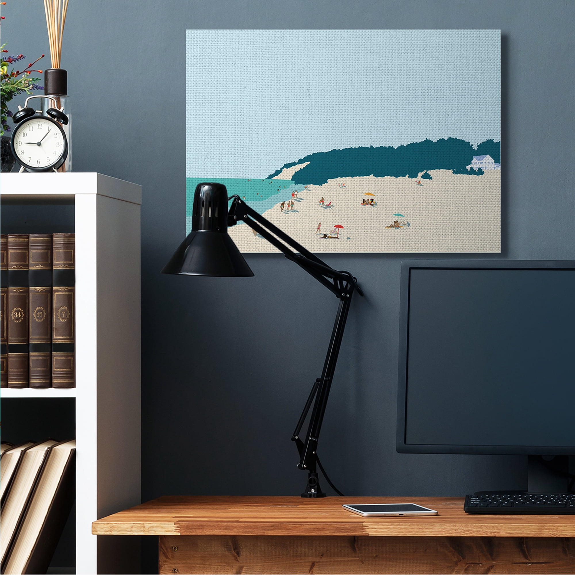 Stupell Industries Coastal Beach Landscape Summer Umbrella Sunbathers Canvas Wall Art, 30 x 40, Design by Victoria Kukla