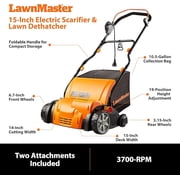 LawnMaster 15” 13 Amp Dethatcher and Scarifier with 10.5 Gallon Collection Bag-GV1314