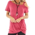 thumbnail image 2 of Women's Casual Kink Short Sleeve T-shirt Short Sleeve Slant Shoulder Top/shirt, 2 of 8