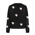 thumbnail image 4 of Lenpel Women's Fuzzy Fleece Cardigan Sweaters Casual Long Sleeve V Neck Heart Print Button down Knit Coats Cozy Sweater Jackets(Black,X-Large), 4 of 5