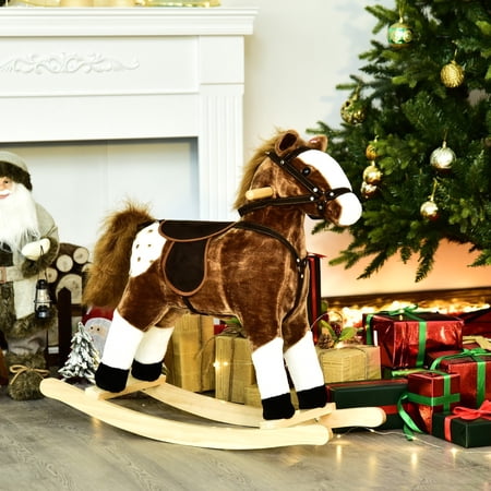 Walmart Rocking Horses Kids Plush Toy Rocking Horse Pony with Realistic Sounds - Brown ...