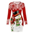 thumbnail image 4 of IWRICH Christmas Plus Size Dresses for Women 2025 Snowman Mini Bodycon Dress Long Sleeve Crewneck Xmas Party Sundress Christmas Clothes Red4 XL, 4 of 4