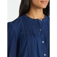 thumbnail image 4 of Time and Tru Women's Pintuck Blouse with Long Sleeves, Sizes XS-XXXL, 4 of 5