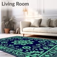 thumbnail image 2 of ODIKA 6'x9' Machine Washable Non-Slip Area Rug, Garden Medallion Ornate Floral Damask High Traffic Rug, Blue, 565132, 2 of 7