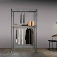 thumbnail image 6 of Clearance! 2Tier Rod Closet Organizer Garment Rack Clothes Storage Hanger Shelf Hooks Black, 6 of 6