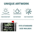 thumbnail image 4 of Spring Welcome Green Eucalyptus Leaf Mailbox Covers Magnetic Standard Size 25.5" X 21",Black White Buffalo Plaid Mailbox Wraps Post Letter Box Cover for Holiday Garden Yard Decor, 4 of 6