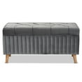 thumbnail image 4 of Baxton Studio Hanley Modern and Contemporary Grey Velvet Fabric Upholstered and Walnut Brown Finished Wood Storage Ottoman, 4 of 11