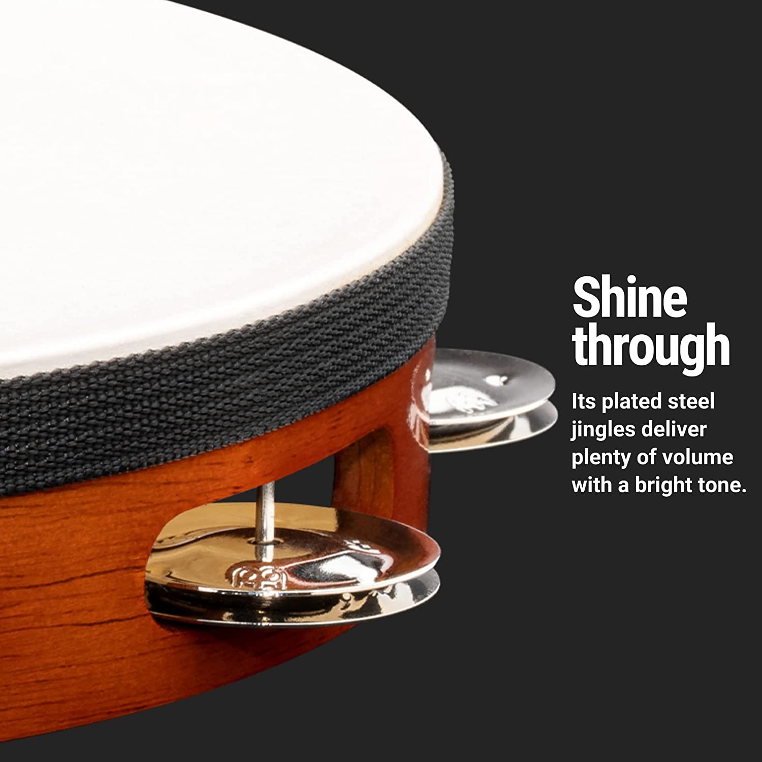 Meinl Headed Wood Tambourine Steel Jingles, 1 Row