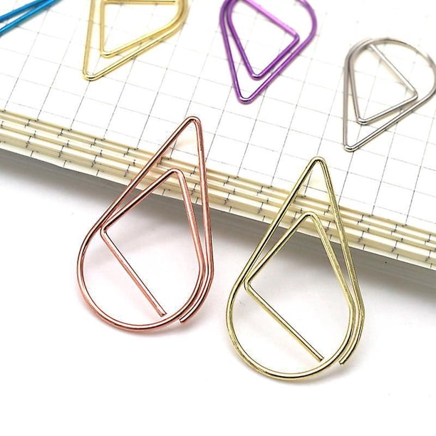 140 Piezas Clips de Papel Dorados Clips de Papel en Forma de Gota de Acero Inoxidable Medianos en Forma de Lágrima para Suministros Escolares de Oficina Invitaciones de Boda Scrapbooking Boo