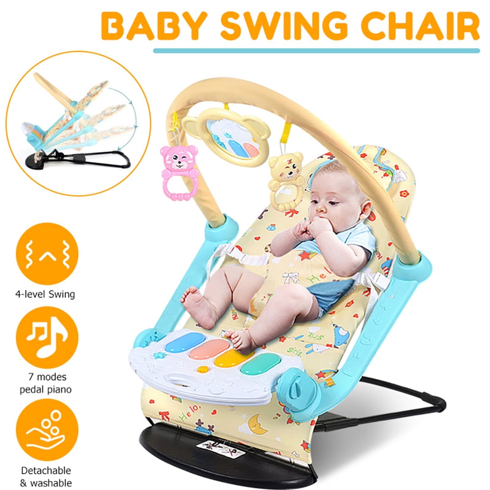 SINGES 2 IN 1 Electric Baby Bouncer & Rocker Infant Adjustable Folding Rocking Seat w/Pedal Piano Music