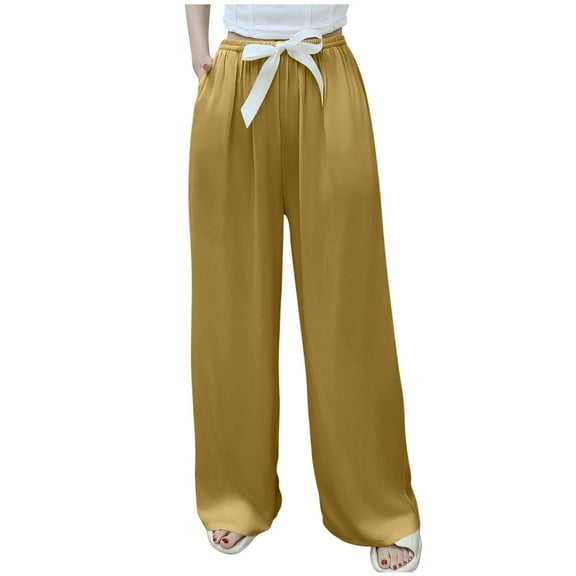 yillto Women's Lounge Pants Lightweight Comfy Pjs Pant Wide Leg High Waist Loose Trousers with Pockets