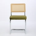 thumbnail image 4 of Rattan Dining Chairs Set of 2,Mid-Century Modern Kitchen Chairs, Armless Mesh Back Cane Chairs with Natural Cane Back & Stainless Chrome Base, Olive Green, 4 of 9
