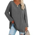 thumbnail image 3 of Blusa de mujer Ticfox Manga larga Jersey color puro, 3 of 6
