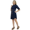 thumbnail image 5 of Bimba Women's Denim Short Dress Dark Blue Shirt Classic Collar Neck Dresses - 8, 5 of 8
