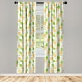 thumbnail image 3 of Ambesonne Tropical Curtains, Summer Fruits Arrangement, Pair of 28"x84", Fern Green and Orange, 3 of 5