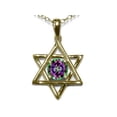 thumbnail image 2 of Star K� Jewish Star of David Pendant Necklace with Round Rainbow Mystic Topaz, 2 of 9