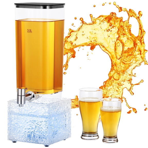 Beer Dispenser Tower, Beverage Dispenser with LED Light 7 Colors, Tabletop Drink Dispenser, 3L