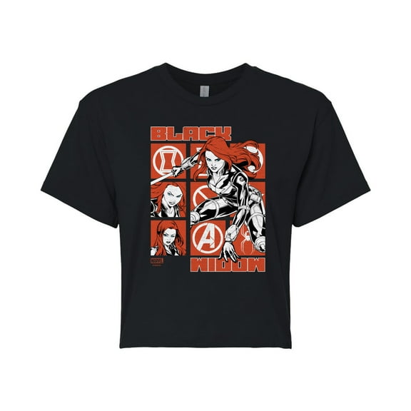 Marvel - Black Widow Grid - Juniors Cropped Graphic T-Shirt
