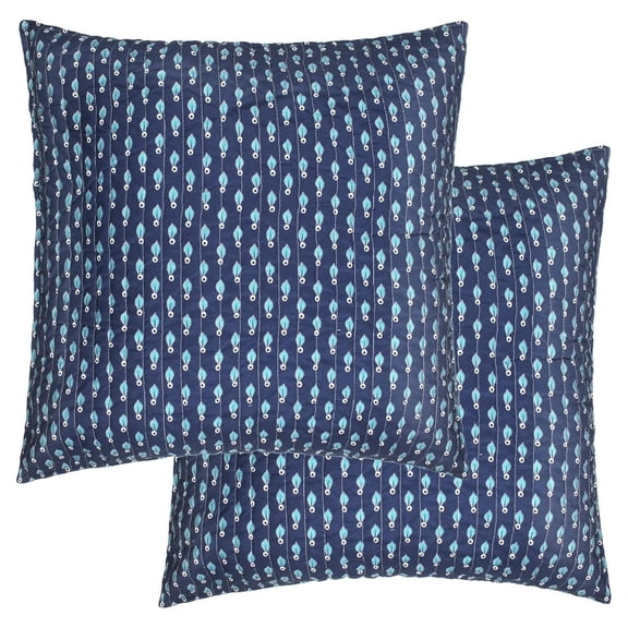 - Nanette - Euro Shams Set of Two - (26x26in.), No Insert - Leaf - Cotton Fabric