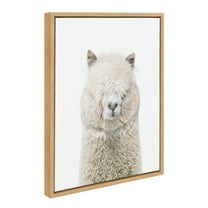 Kate and Laurel Sylvie Alpaca Fluff Framed Canvas Wall Art by Amy Peterson Art Studio, 18x24 Natural, Whimsical Fun Animal Nursery Art for Wall