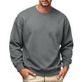 thumbnail image 2 of Leidass Mens Oversized Crewneck Fleece Sweatshirt Long Sleeve Pullover Fall Winter Casual Work Top Gray S, 2 of 7