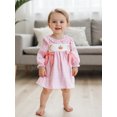 thumbnail image 6 of BemeyourBBs Toddler Baby Girls Thanksgiving Outfit Embroidery Turkey Gingham Plaid Ruffle Princess Dress Long Sleeve Crew Neck Bowknot Pleated Fall Winter Dress Clothes, 6 of 9